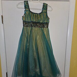 Girls teal/gold formal dress